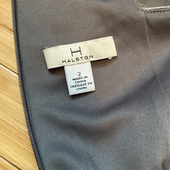 Halston Silver Faux Suede Metallic High Slit Formal - Picture 5 of 6